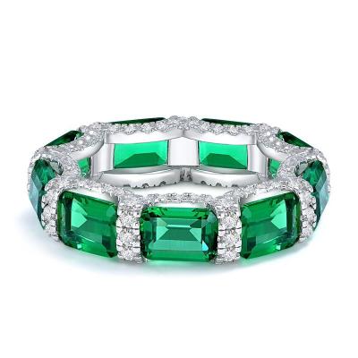 China CLASSIC Silk Road 925 Silver 1 Carat Ring Light Luxury 5*7 Synthetic Emerald Ring for Women Party Gifts for sale