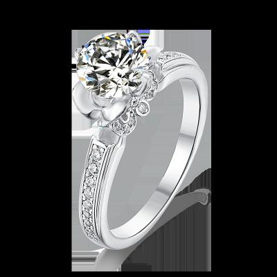 China Hot Sale Fashion Jewelry 925 Silver Plated Moissanite Engagement Ring For Women for sale