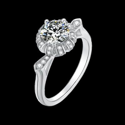 China Hot Sale Fashionable Fine Jewelry 925 Moissanite Silver Engagement Diamond Rings For Women for sale