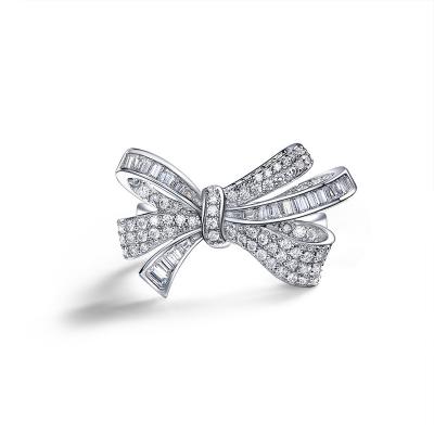 China CLASSIC 925 Silk Road Silver High Carbon Diamond Bow Ring For Women Party Gifts for sale