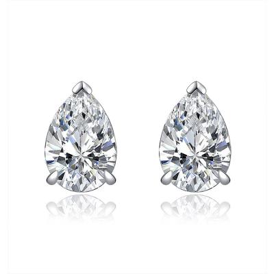 China FASHIONABLE 925 Silk Road Silver 0.75ct Droplet Shaped 5*8 High Carbon Diamond Stud Earrings For Women Party Gifts for sale