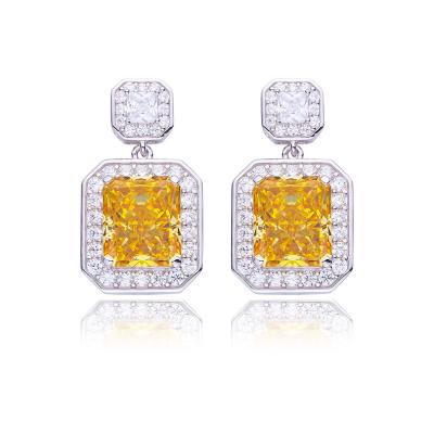 China 925 FASHIONABLE High Quality High Carbon Silver Square Drill Stud Earrings For Women for sale