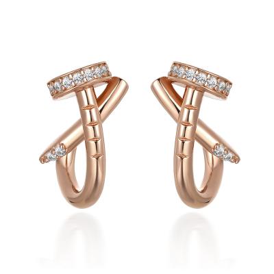 China FASHIONABLE Silver S925 Rose Gold Plated Zircon Stud Earrings For Women for sale