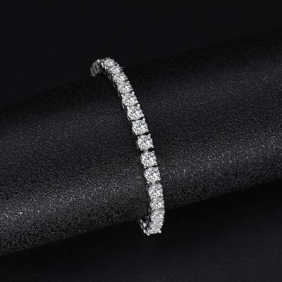 China Punk Silver 3.7mm Diamond High Carbon Diamond Round S925 Silk Road Bracelet For Women Party Gifts for sale