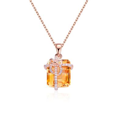 China Sikl TRENDY Road S925 Rose Gold Natural Yellow Crystal Silver Plated Necklace For Women Party Gift for sale