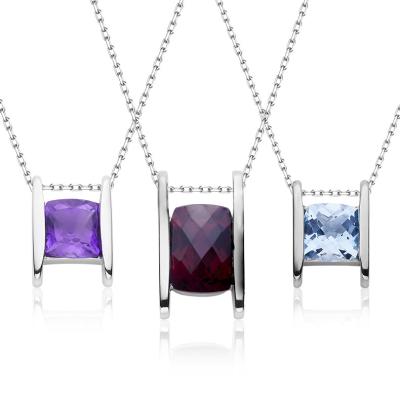 China Fashionable 925 Silk Road Platinum Amethyst Silver Plated Garnet Topaz Pendant Necklace pendant for women for sale