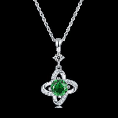 China Fashion Trendy 925 Jewelry Engagement Party Silver Green Pendant Necklace For Women Gift Chain for sale