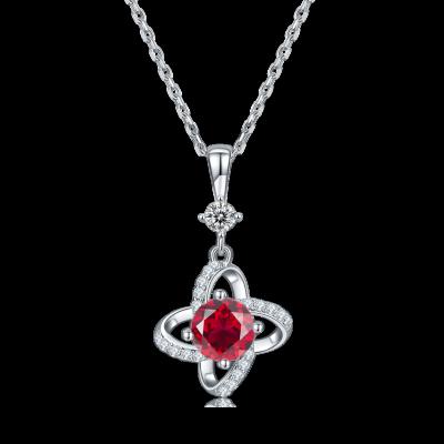 China Trendy Jewelry Fashion 925 Ruby Engagement Party Necklaces Pendant Silver For Women Gift Chain for sale