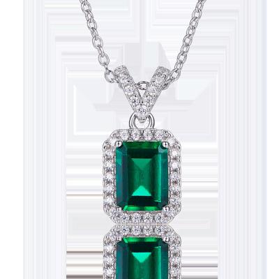 China High Quality Vintage Emerald 925 Silver Cross Rectangular Cultured Compass Pendant Necklace For Women for sale