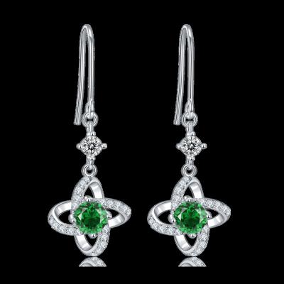 China Silk Road TRENDY 925 Emerald Earrings Silver Water Drop Earring For Women Party Gift for sale