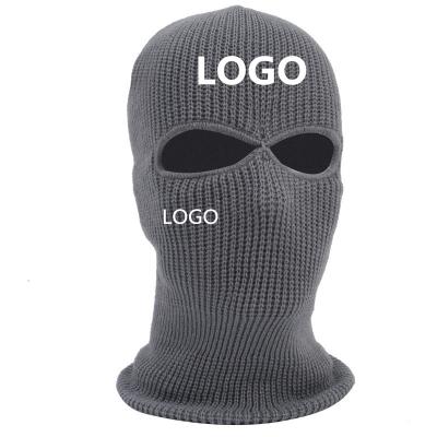 China 1 2 3 holes winter ski maskss 3 hole custom plain dyed warm knitted balaclava COMMON high quality warm knitted balaclava with custom logo for sale