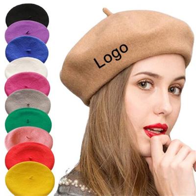 China Winter Formal High Quality Berets Plain Dyed Custom Beret Embroidery Hat For Women for sale