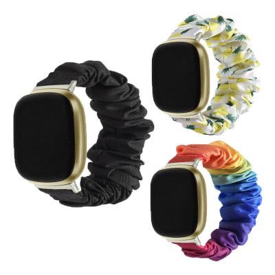 China Fashion Polyester Fabric Watchband Women Attractive And Special Scrunchie Wristband Elastic Watch Band For Fitbit Versa 3/Sense, Smart Watch Band for sale