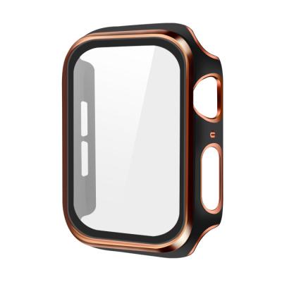 China For Apple Watch Half Pack Case Qidian For Apple Watch View Hard PC To Protect Watch Cases With Screen Tempered Glass Electroplate Protective Watch Cover Case for sale