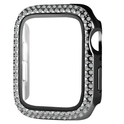 China Overall Protective Screen Protector Case For Watch For iWatch 40mm Diamond Bumper Tempered Glass Watch Protective Plastic Rugged Case 44mm For Apple Watch Protective Case for sale