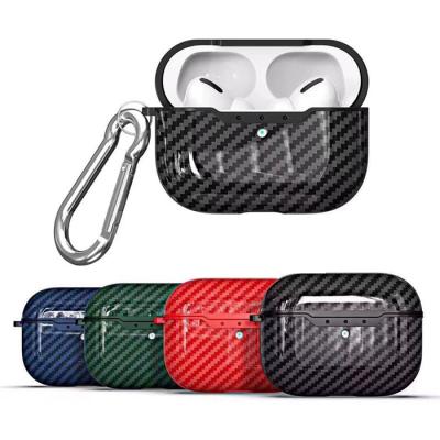 China Waterproof Earphone Accessories Cover Device Carbon Fiber Case for Airpod pro 3, Earphone Case with Hook for sale