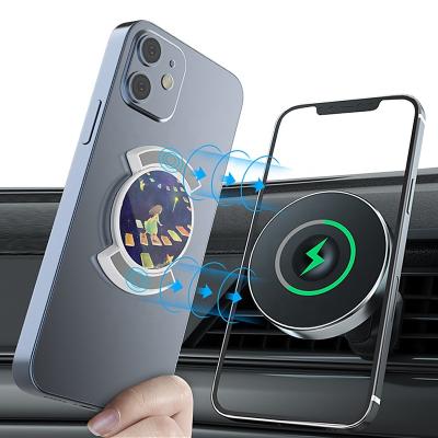 China PORTABLE Free Logo Printing Mini Mobile Cell Phone Holder Stand Customized Slim Metal Plate For Magnetic Wireless Charging for sale