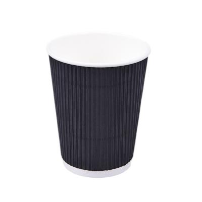 China Disposable For Tea Soy Milk Hot Drinks Take Away Double Ripple Wall Recycle Disposable Paper Iced Coffee Cup Set With Lid Paper Cups for sale