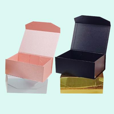 China Recyclable Luxury Rectangle Black Book Shape Cardboard Flip Top Wedding Mailing Packaging With Magnetic Folding Ribbon Wrapping Paper Gift Box for sale