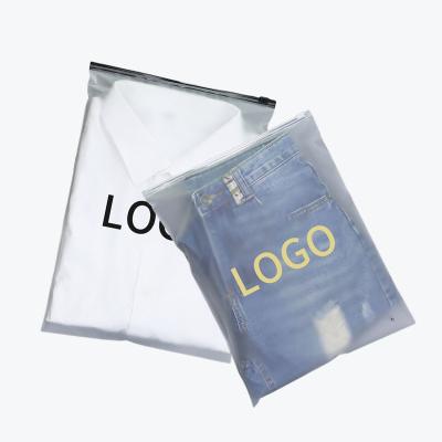 China 2023 Wholesale Recyclable Custom Printed Frosted Transparent Shopping Packaging With Logo Zipper Plastic Bag For Clothing Cosmetic Tote for sale