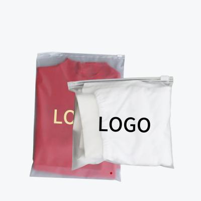 China Recyclable Clear Degradable Custom With Your Own Logo Printing Apparel Underwear Packing Pouch Zipper Zipper Lock Plastic Suitcases Frosted Zip Bag for sale