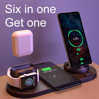 China Smart Mobile Phone Watch/Earphone and Lighting OEM 6 IN 1 Magsaf Charging Station Qi Wireless Charger 10W/15W Magsaf Fast Desktop Wireless Charging Station with PD USB Port for sale