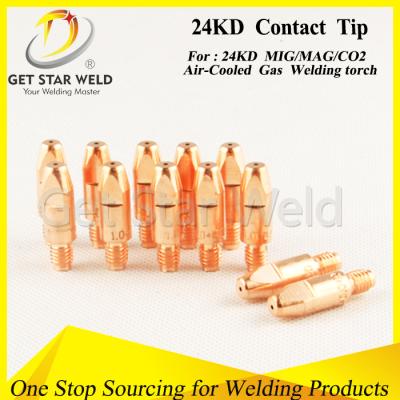 China 24kd MIG 1.0mmE-CU M6*28 Torch MIG Torch CO2 Gas Welding Contact Tip For 24ak MIG Torch for sale