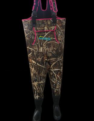 China Waterproof/Insulated Women Camouflage Neoprene Chest Wader With Pink Trim For Hunting And Fishing for sale