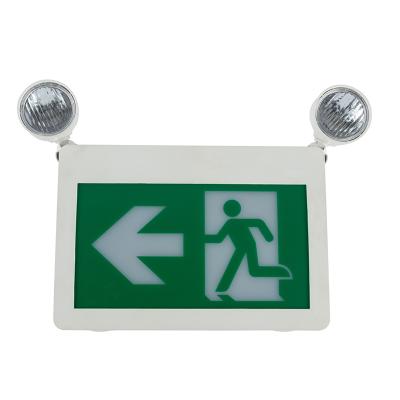 China Eco-friendly Professional Custom Spot Adjustable LED Emergency Exit Sign Twin Light Combo With Battery Holder for sale