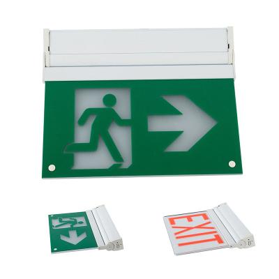 China 180 rotation at different angle professional high quality wall mounted red green led exit light emergency exit sign with battery for sale