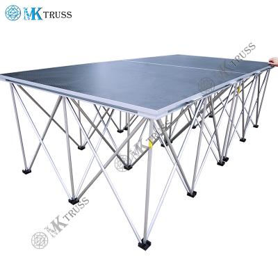 China Proyecto de truss para escenarios de conciertos al aire libre Plataforma de escenario plegable de aluminio negro con truss en venta