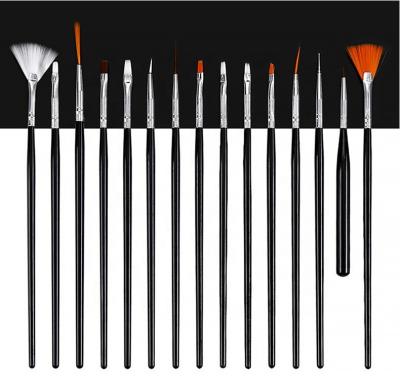 China Soft Nail Art Brush Pen Nylon Hair Liner Paint Drawing Pen Nail Art Brush 15pcs for sale