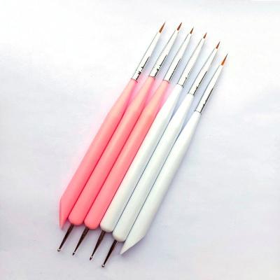 China 2021 Manicure Beauty Tool Double Ended 2 In 1 Nail Brush Dotting Tool for sale