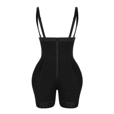 China Hot Selling Body Shaper Breathable Front Buckle Adjustable Straps Butt Zipper Slimming Suit With Crotch And Butt Pads for sale