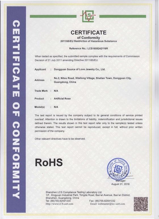 RoHS - Dongguan Source Of Love Jewelry Co., Ltd.