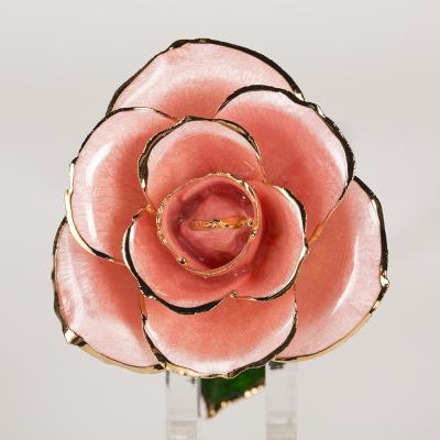 China Real Rose Wholesale Real Rose Dipped 24k Gold Preserved Fresh Flower Peach Rose Eternal Rose For Valentine's Day, Anniversary Gifts for sale