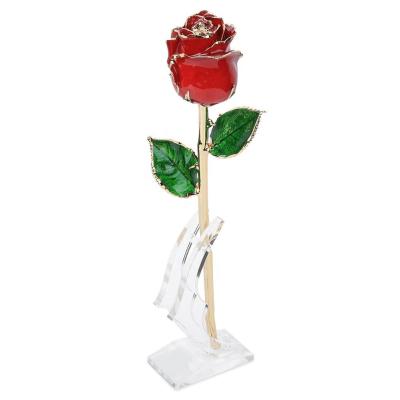 China Real Rose 24k Gold Rose Artificial Wedding Decoration Festival Gifts Romantic for sale