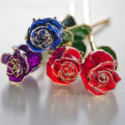 China Stem Gift Making Supply Gold Plated Roses Natural Rose For Gifts Eternal Fresh For Valentine's Day Christmas Gifts for sale