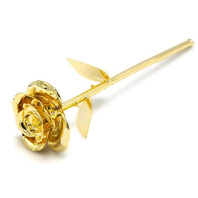 China Real Rose Valentine Gifts 24k Gold Dipped Rose With Gift Box And Gift Artificial Flower Holiday Decoration for sale