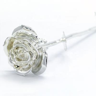 China Beautiful Colorful Valentine Christmas Gifts 24k Silver Dipped Rose With Artificial Flower Holiday Decoration Real Flower Gift Gift Box And Rose for sale