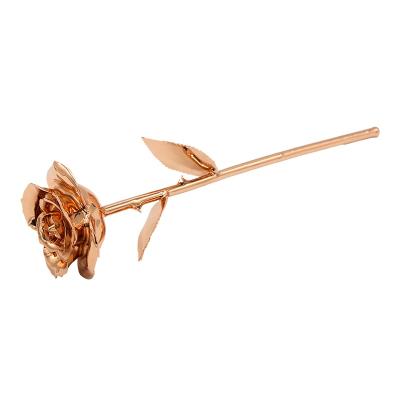 China Beautiful Rose Gold Colored Dipped Rose With Gift Box And Gift Flower Holiday Decoration Artificial Nature Rose Valentine Christmas for sale