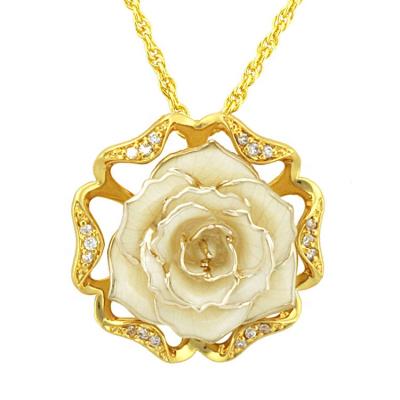 China Alloy Gold And Real Rose Gifts Woman Rose Charming Necklaces Wholesale For Birthday Gift And Valentine's Day for sale