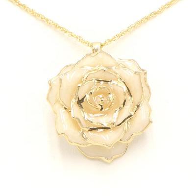 China Fashion CLASSIC Necklace Wholesale 24K Gold Balanced Rose Gold Real Rose Dipped In/Gold Plated Natural Rose Necklace For Birthday Gift for sale