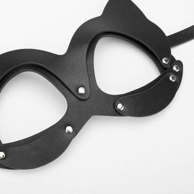 China ADULT Hood Bondage Restraint Eye Mask Sex Leather Blindfold Flirt Toys Love Game Sex for sale