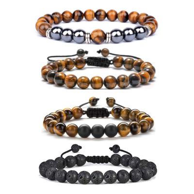 China CLASSIC 2022 Fashion Stem Eye Natural Stone Beads Obsidian Bracelets For Women Men Charm Jewelry Beaded Bracelet for sale