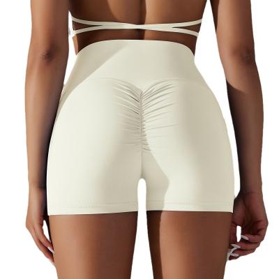 China Double-sided nylon sanded cross v-waist pocket fitness yoga shorts running exercise pants women for sale