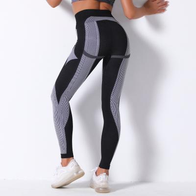 China Seamless knitted sexy breathable pattern moisture wicking yoga pants running fitness pants for sale