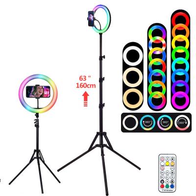 China 10 inch RGB Ring Light Beauty Video Studio Photo selfie LED ring Flash light with strong 1.6m Tripod Stand for sale