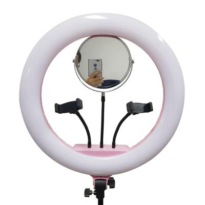 China factory supply 18 inch Camera Photo Studio Phone Video 70W 416PCS LED Ring Light with 2mtrs tripod stand and mirror for sale