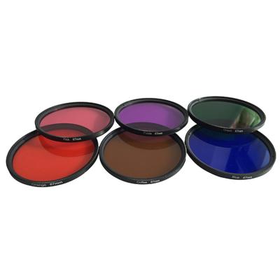 China Round Camera Lens Full Color filter Colorful Filter Orange Blue Grey Red Green Brown Yellow Purple Pink Filter for sale